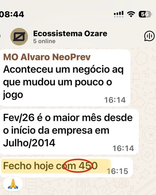 Depoimento Ozare: R$450 mil no mês · Álvaro NeoPrev